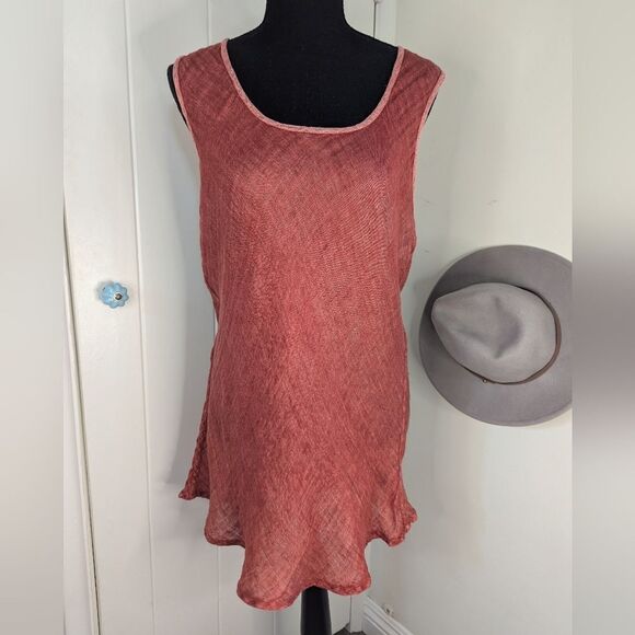 Flax Linen Top Minimalist Preppy Lagenlook Tomato Girl Beachy Coastal Grandma MD - Picture 1 of 9